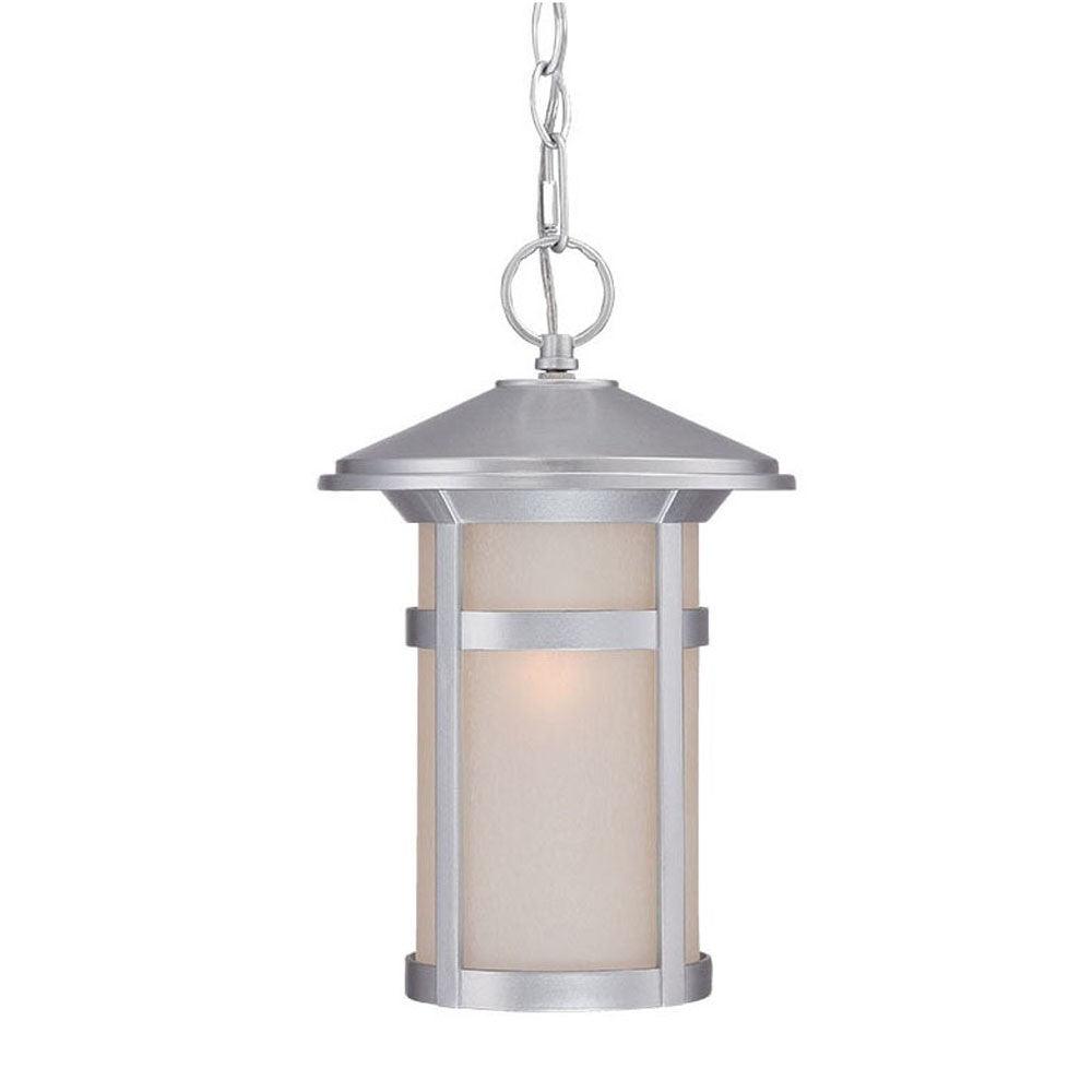 Brushed Silver Round White Glass Hanging Light - AFS