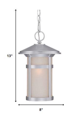 Brushed Silver Round White Glass Hanging Light - AFS