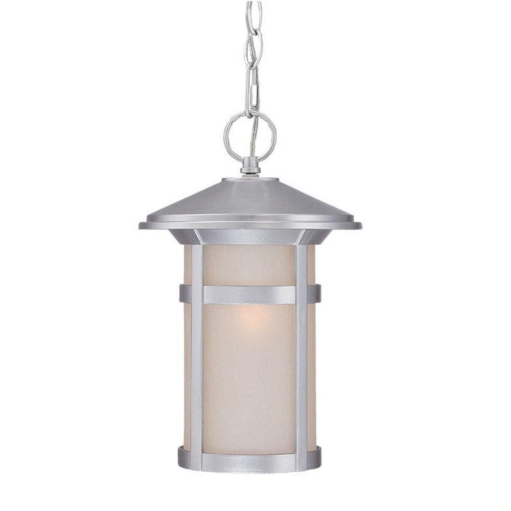 Brushed Silver Round White Glass Hanging Light - AFS