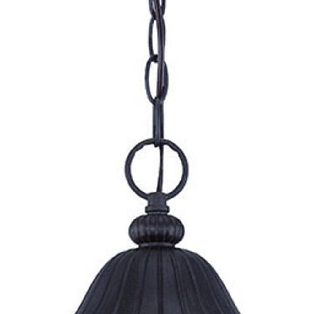 Three Light Matte Black Leaf Detail Hanging Light - AFS