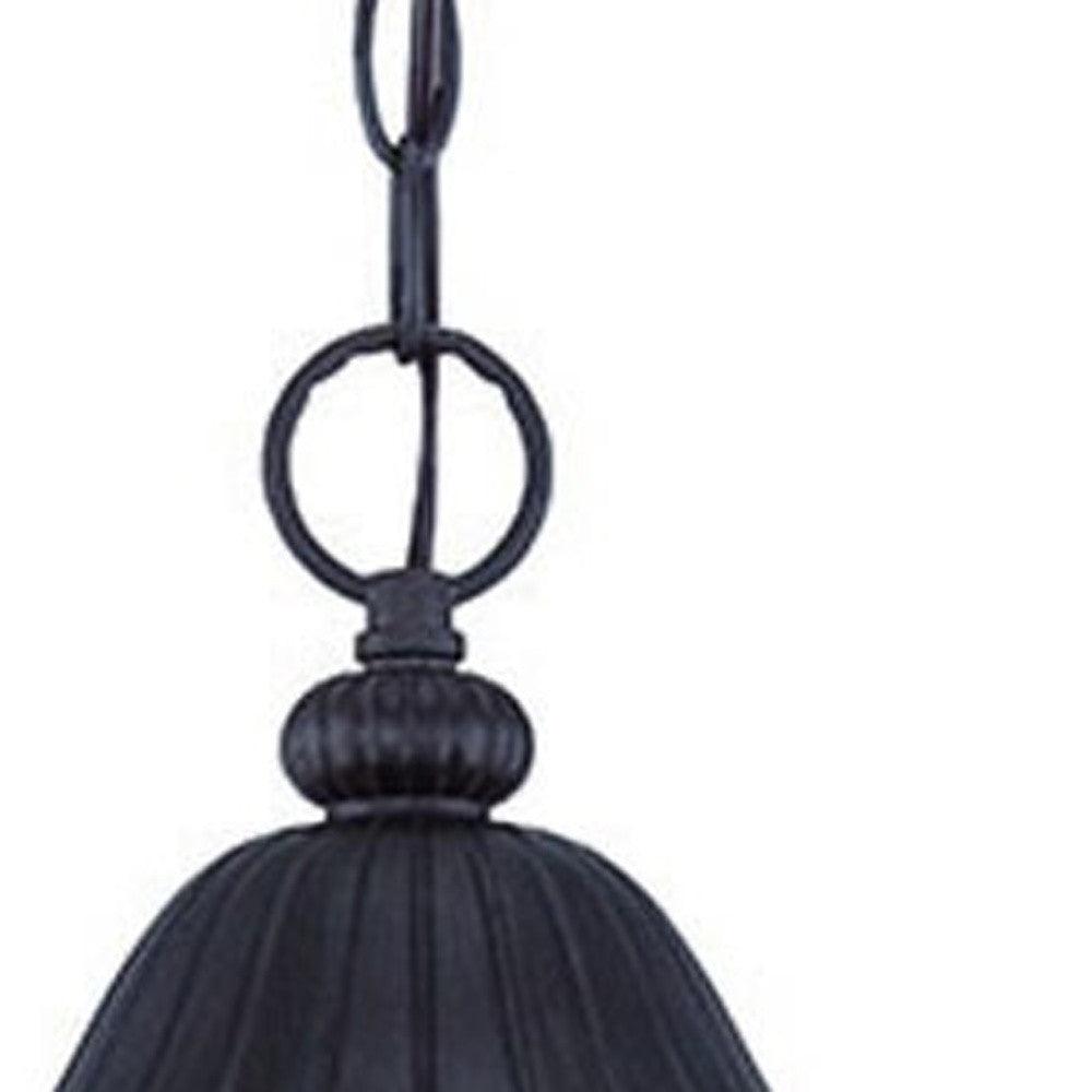 Three Light Matte Black Leaf Detail Hanging Light - AFS