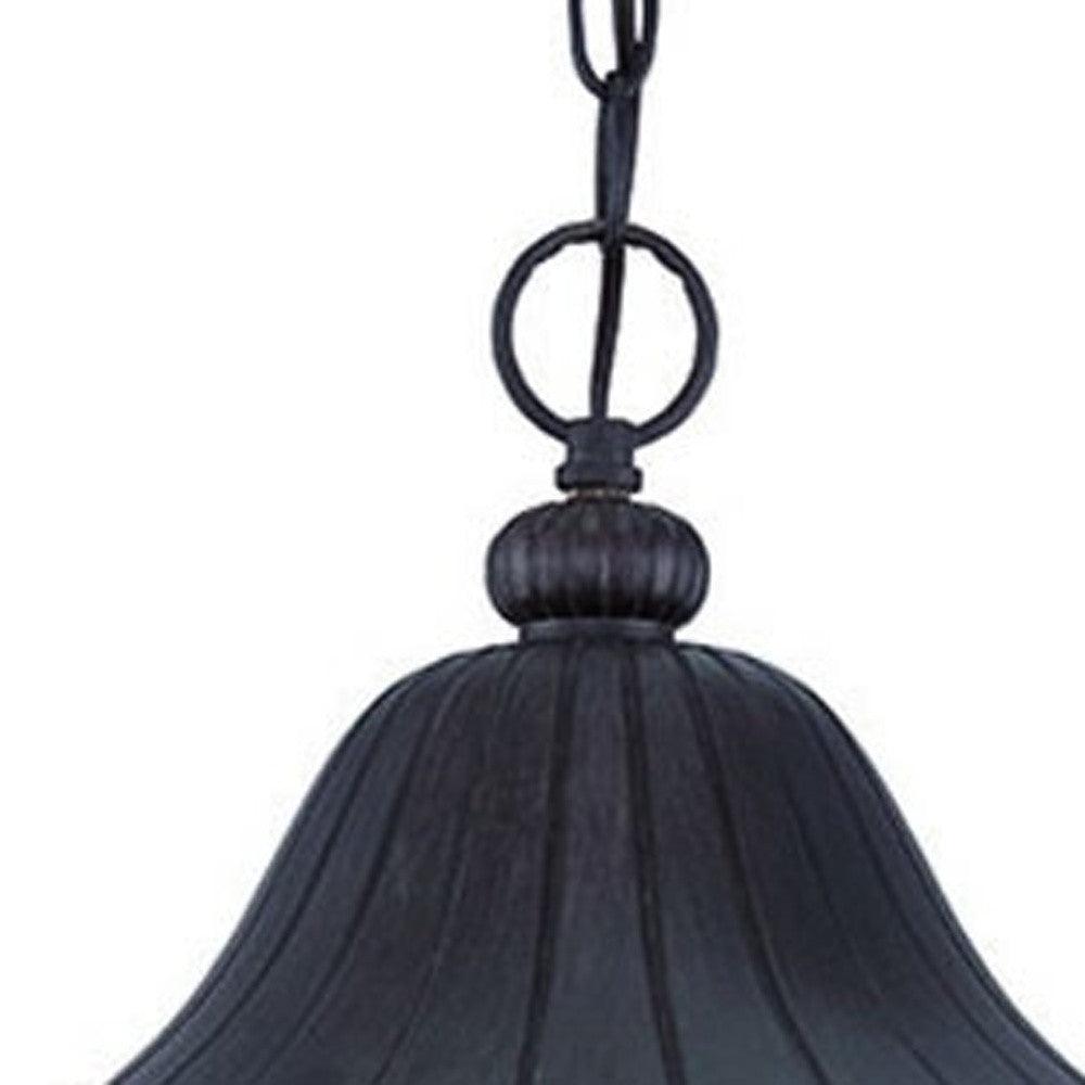 XL Three Light Matte Black Leaf Detail Hanging Light - AFS