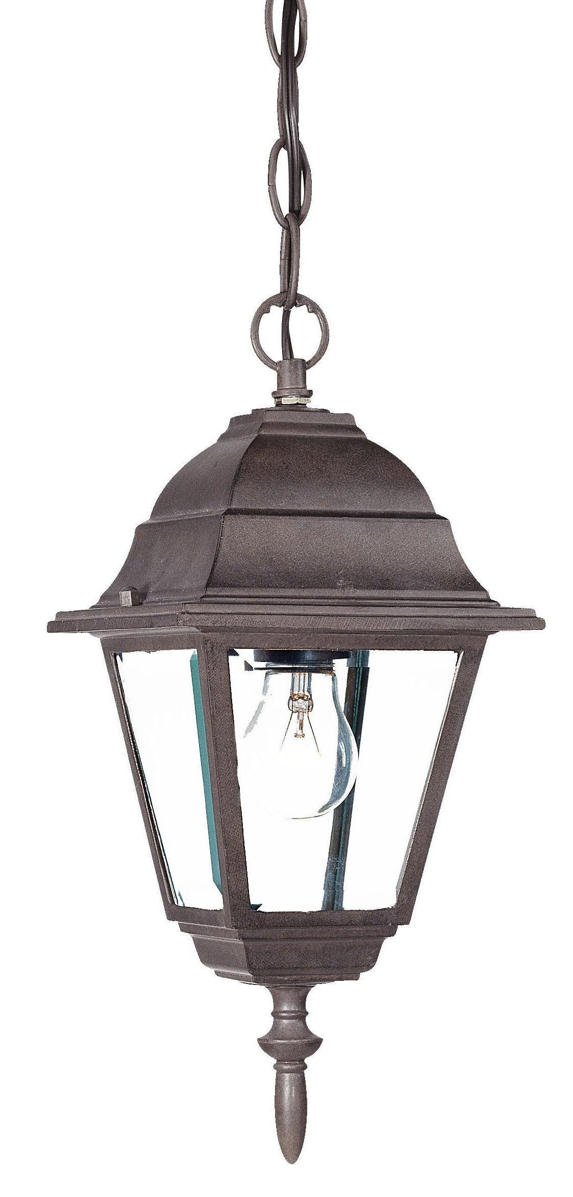 Antique Brown Beveled Glass Outdoor Hanging Light - AFS