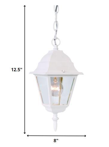 Distressed White Beveled Glass Outdoor Hanging Light - AFS