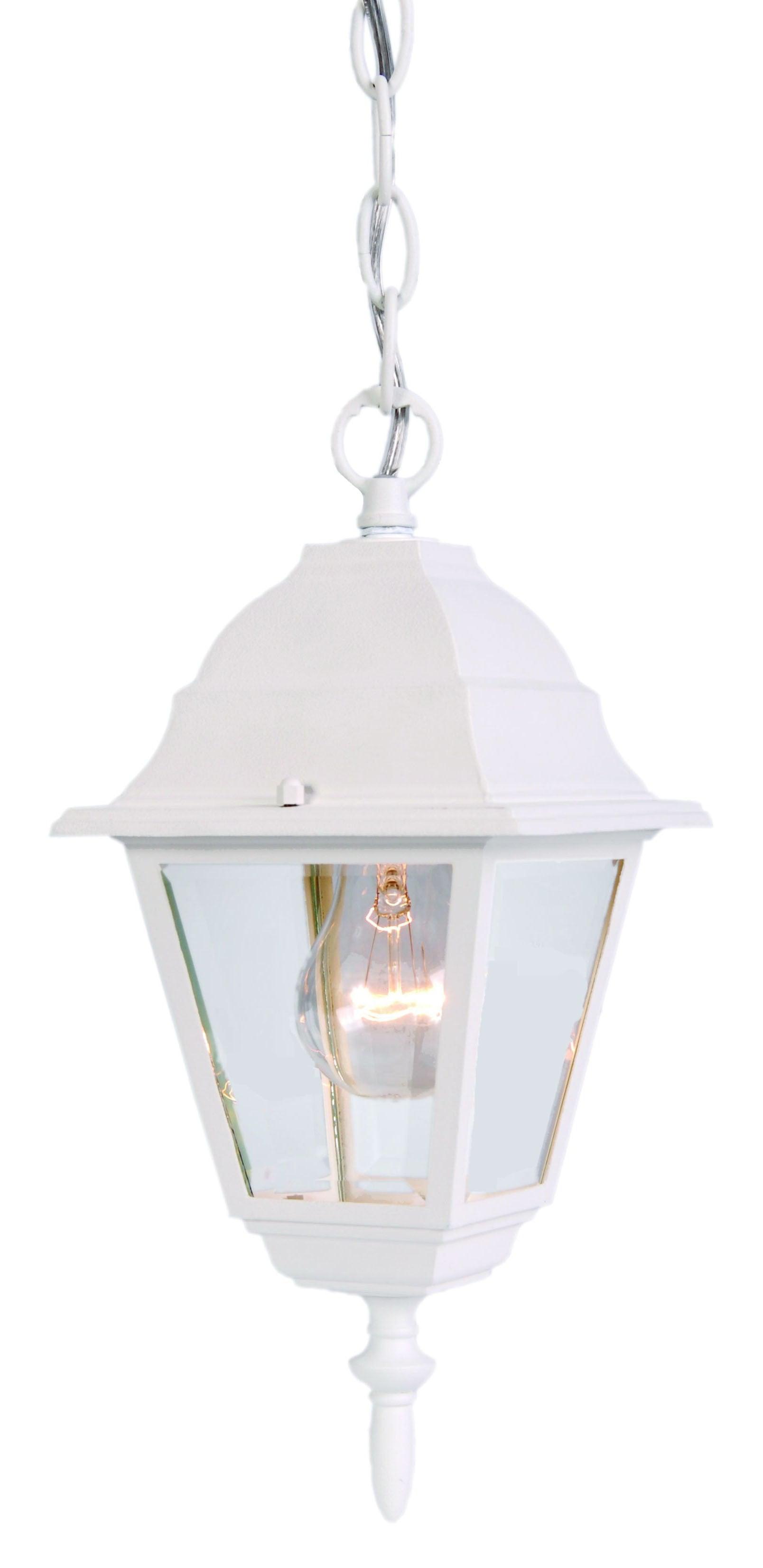 Distressed White Beveled Glass Outdoor Hanging Light - AFS