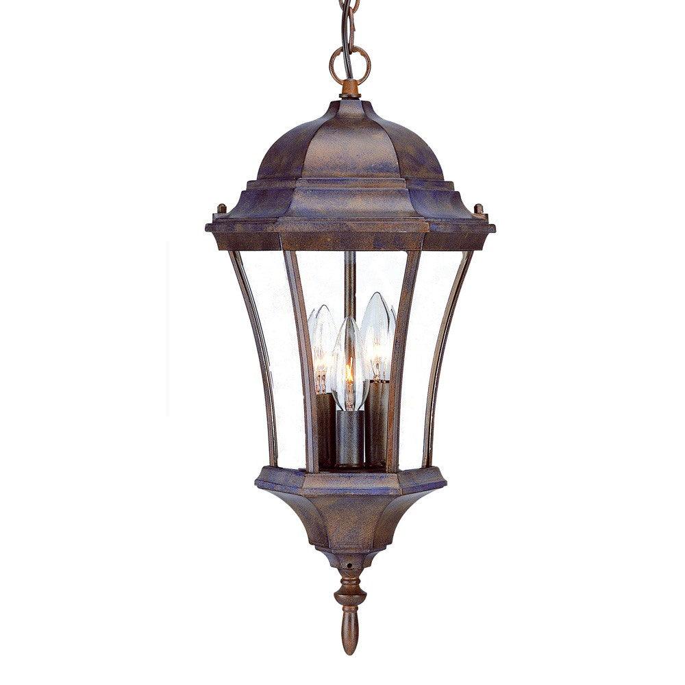 Three Light Dark Brown Carousel Lantern Hanging Light - AFS