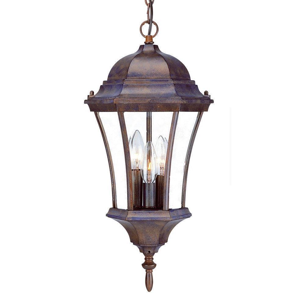 Three Light Dark Brown Carousel Lantern Hanging Light - AFS