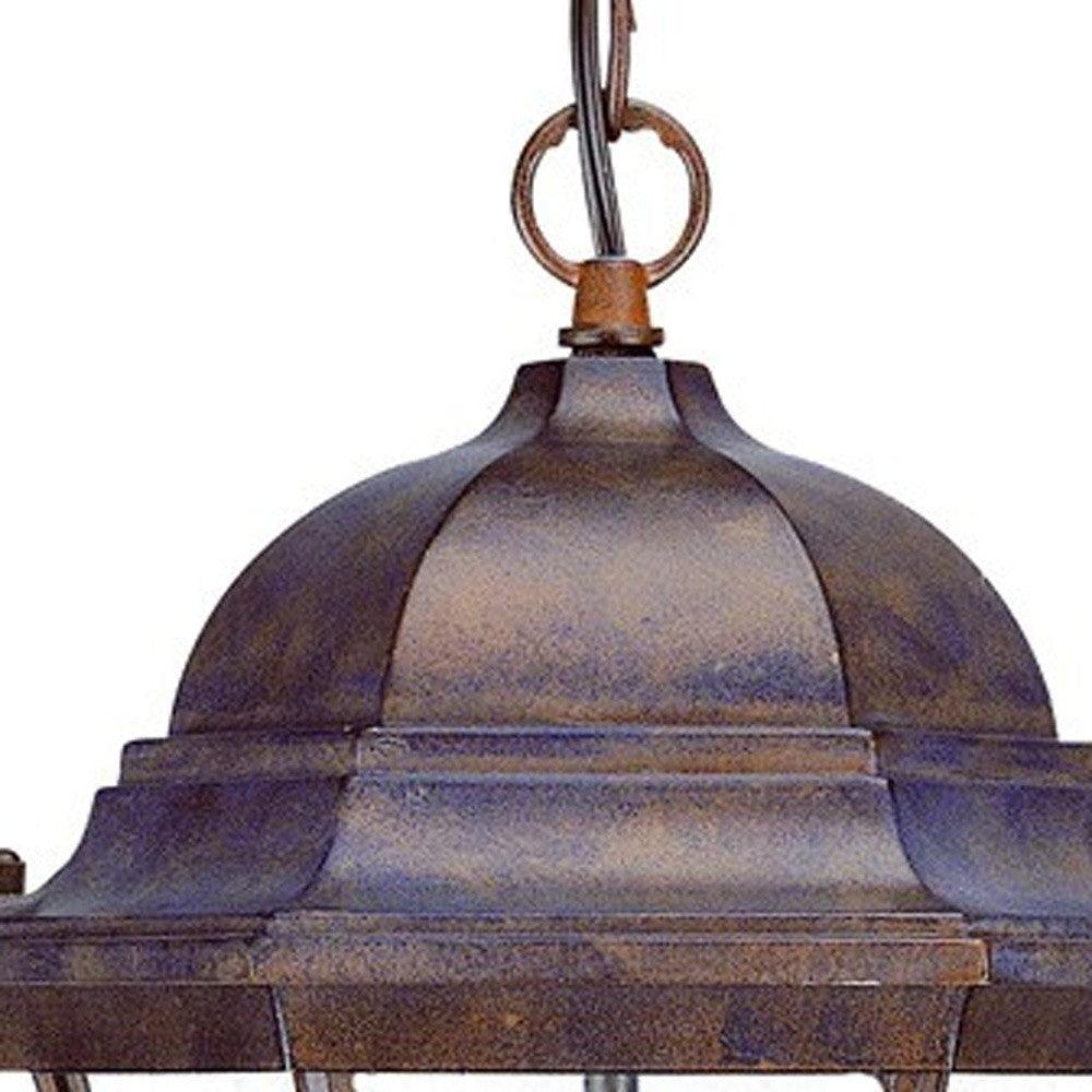 Three Light Dark Brown Carousel Lantern Hanging Light - AFS