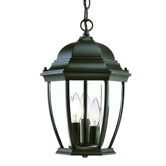 Three Light Matte Black Wide Lantern Hanging Light - AFS