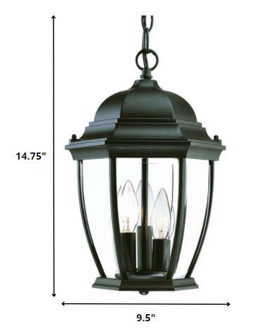 Three Light Matte Black Wide Lantern Hanging Light - AFS