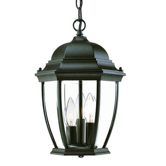 Three Light Matte Black Wide Lantern Hanging Light - AFS