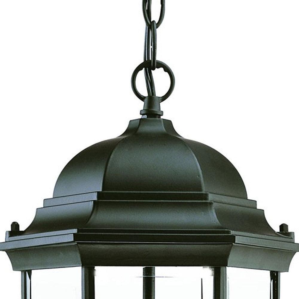 Three Light Matte Black Wide Lantern Hanging Light - AFS