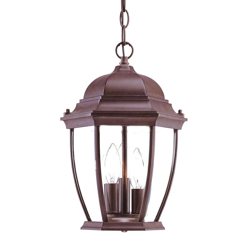 Three Light Dark Brown Wide Lantern Hanging Light - AFS