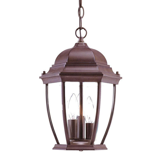 Three Light Dark Brown Wide Lantern Hanging Light - AFS