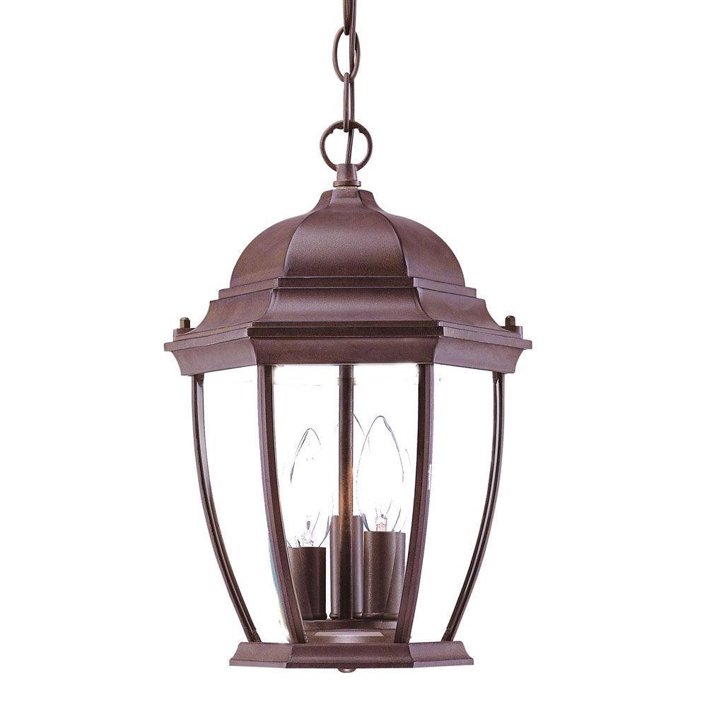 Three Light Dark Brown Wide Lantern Hanging Light - AFS