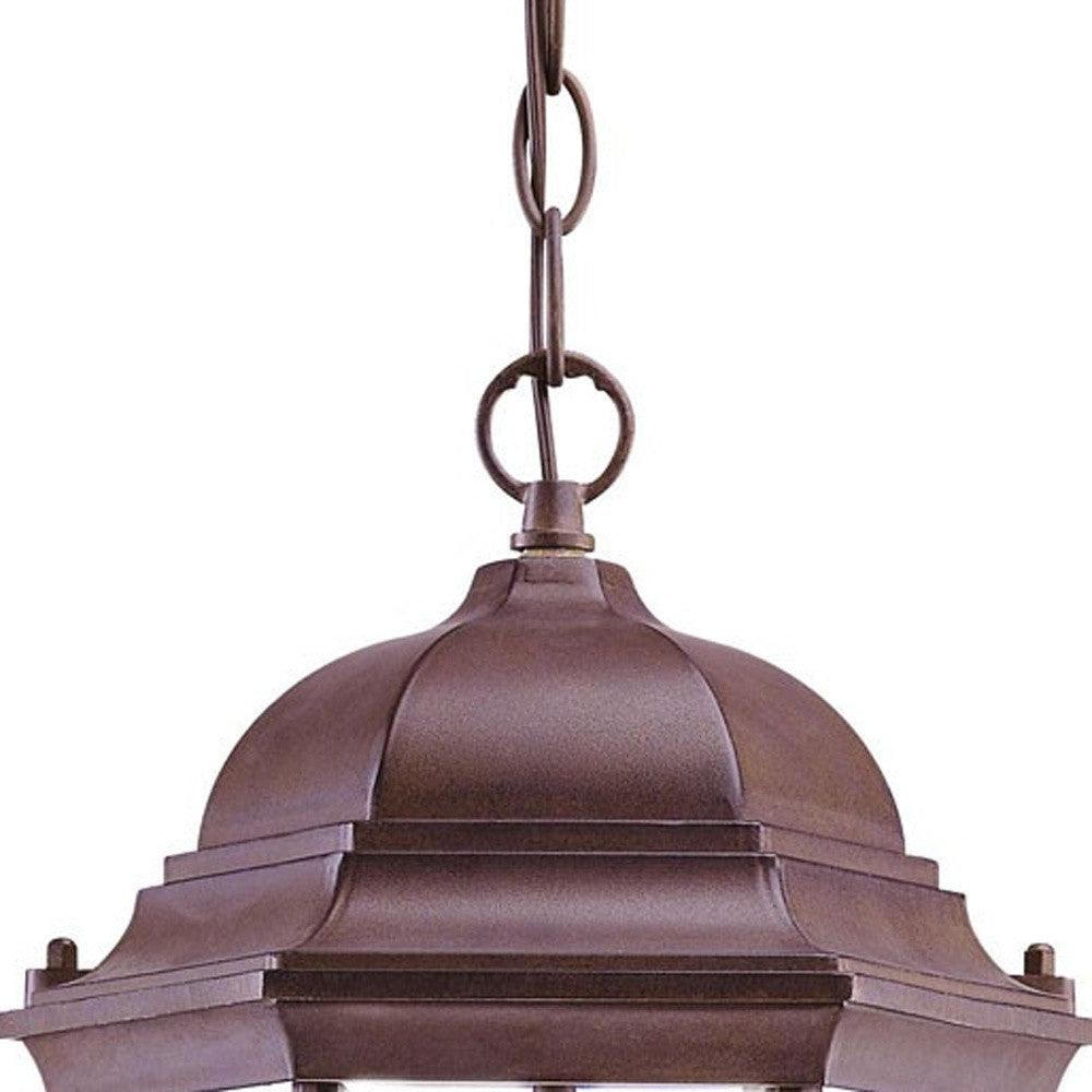 Three Light Dark Brown Wide Lantern Hanging Light - AFS