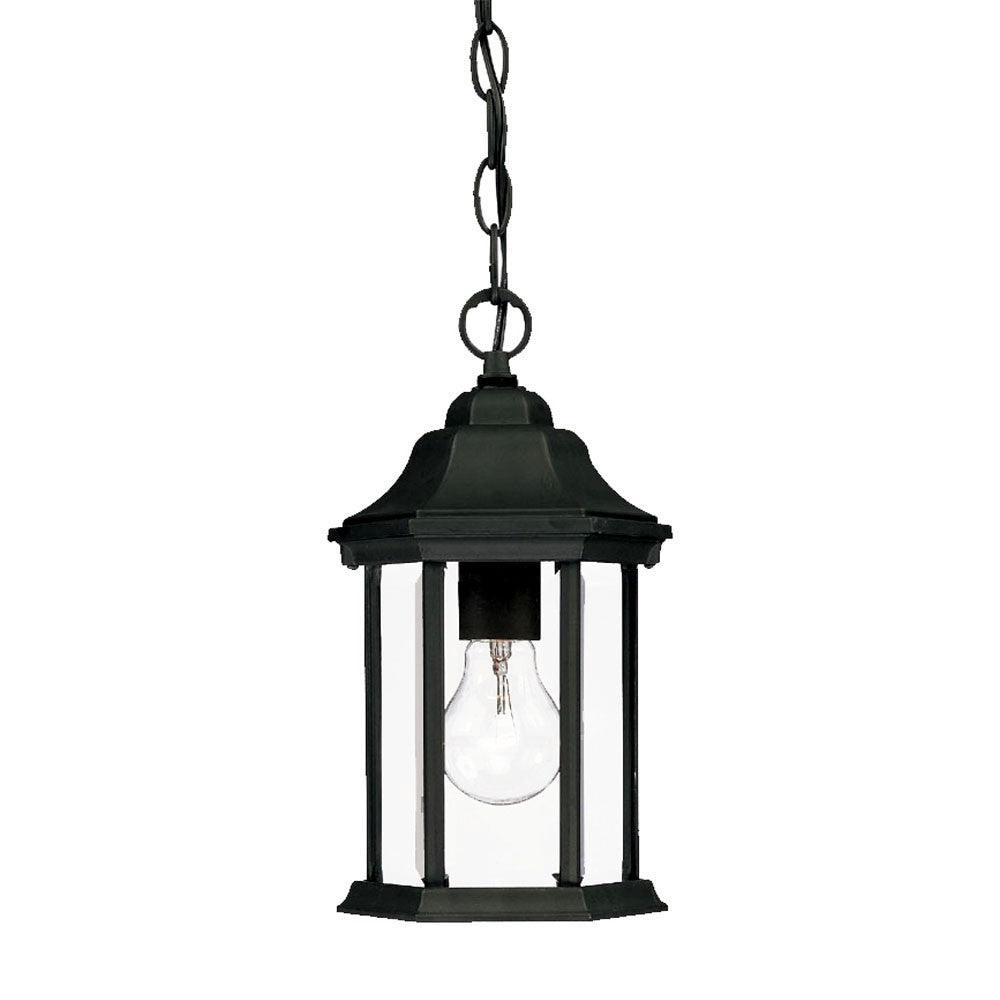 Narrow Matte Black Glass Lantern Hanging Light - AFS