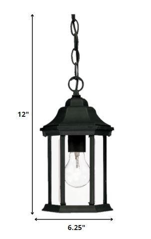 Narrow Matte Black Glass Lantern Hanging Light - AFS