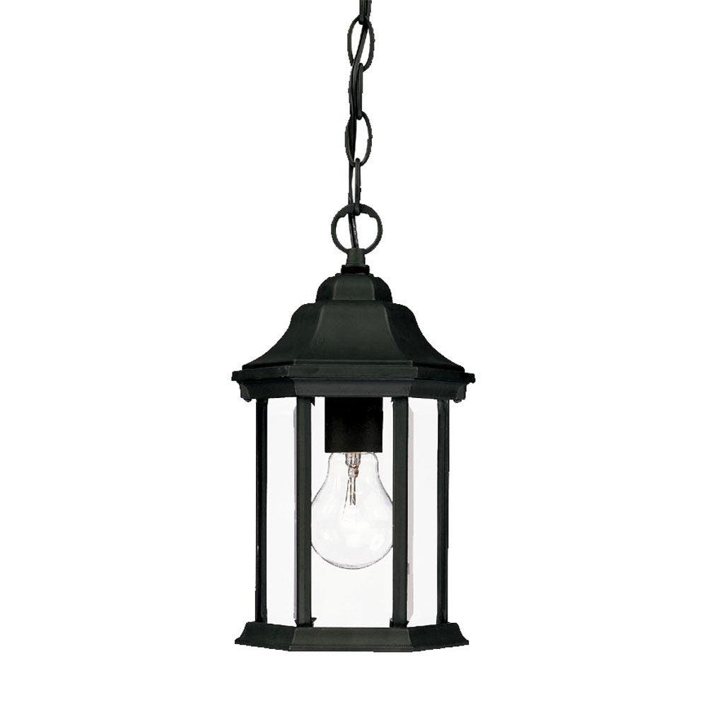 Narrow Matte Black Glass Lantern Hanging Light - AFS