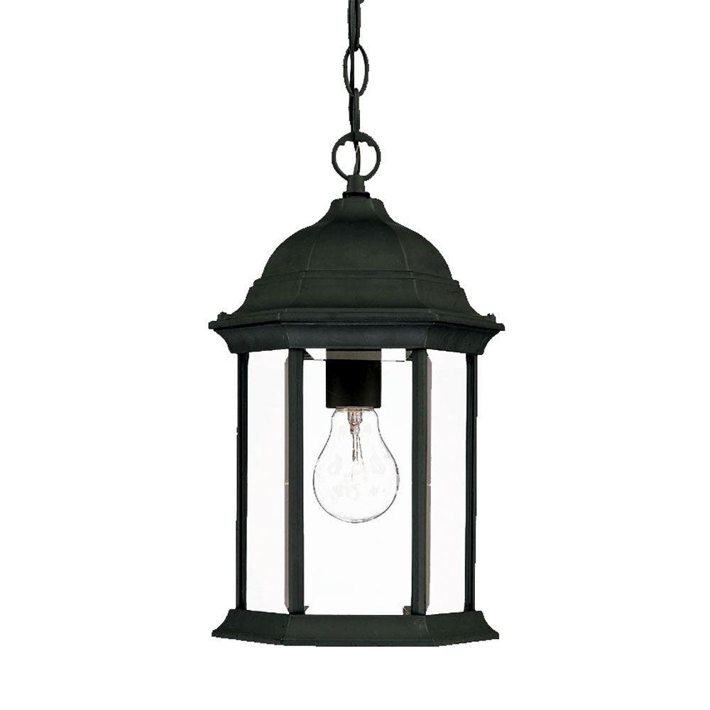 Matte Black Glass Lantern Hanging Light - AFS