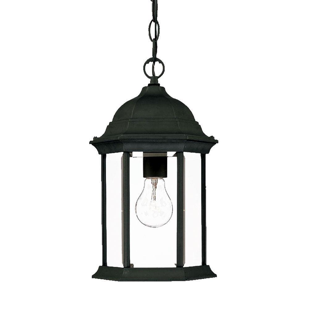 Matte Black Glass Lantern Hanging Light - AFS