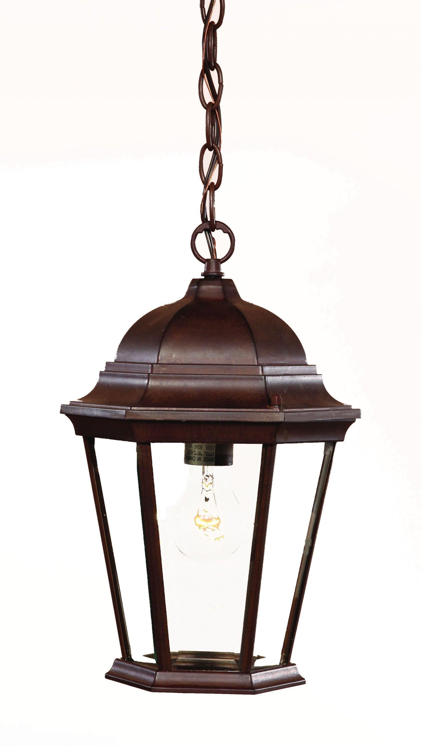 Dark Brown Domed Glass Lantern Hanging Light - AFS