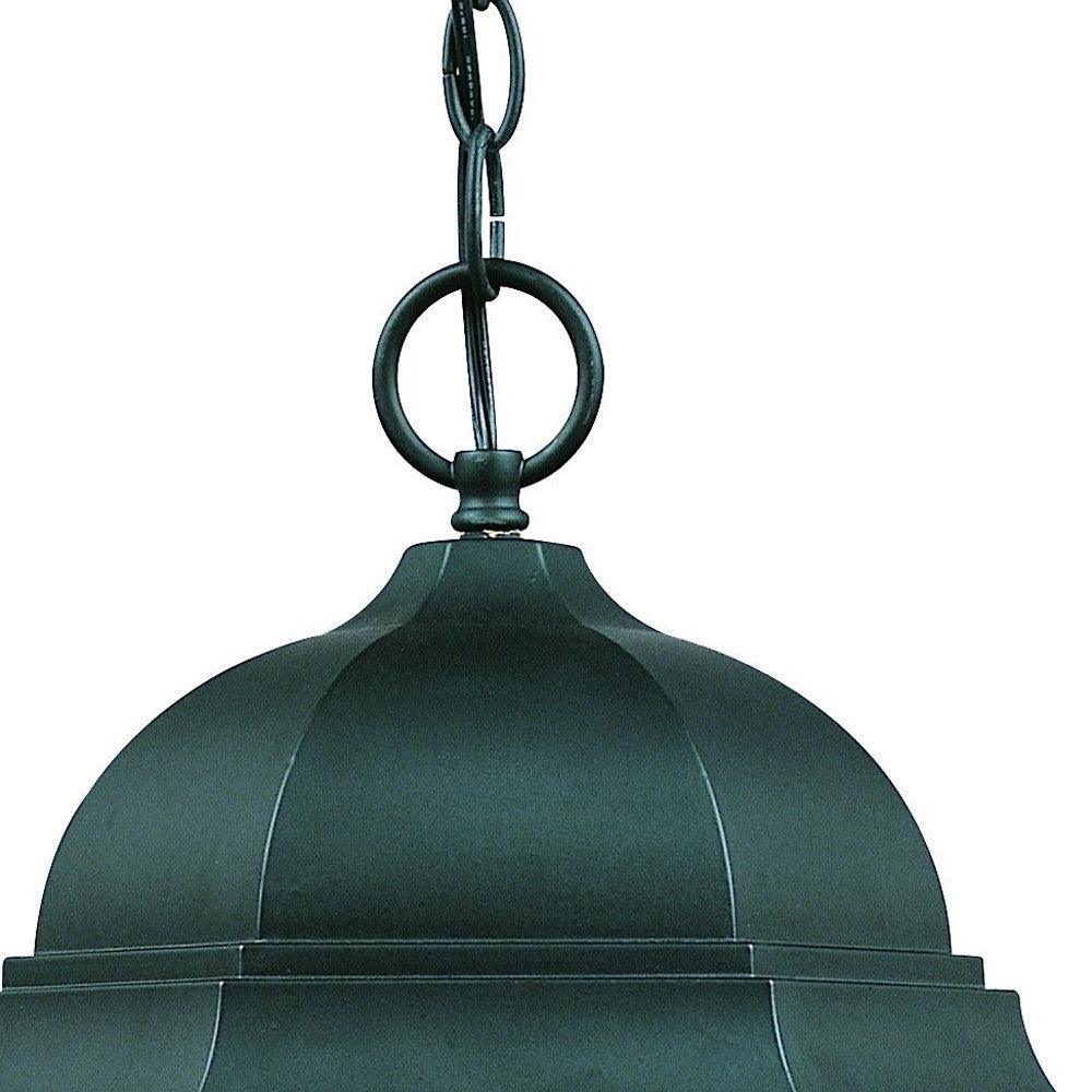 Three Light Matte Black Domed Glass Lantern Hanging Light - AFS