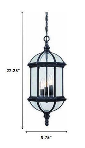 Three Light Matte Black Eastern Lantern Hanging Light - AFS