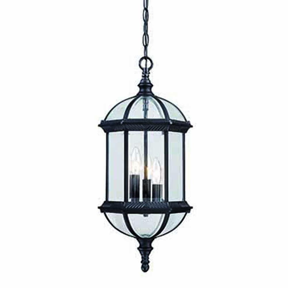 Three Light Matte Black Eastern Lantern Hanging Light - AFS