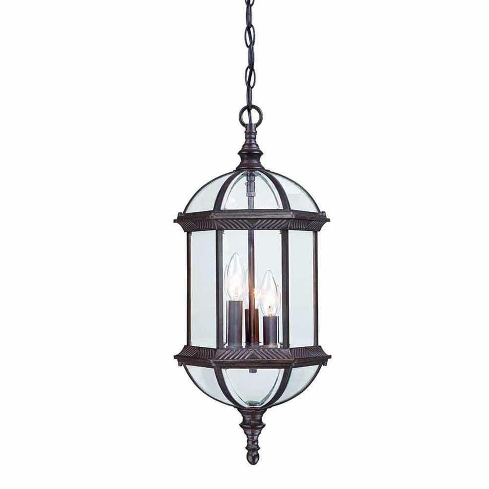 Three Light Dark Brown Eastern Lantern Hanging Light - AFS