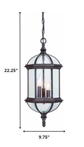 Three Light Dark Brown Eastern Lantern Hanging Light - AFS