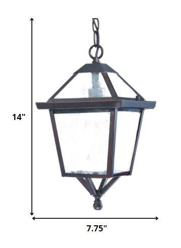 Antique Bronze Glass Hanging Lantern Light - AFS