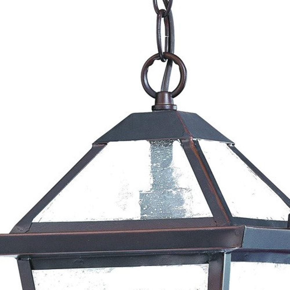 Antique Bronze Glass Hanging Lantern Light - AFS