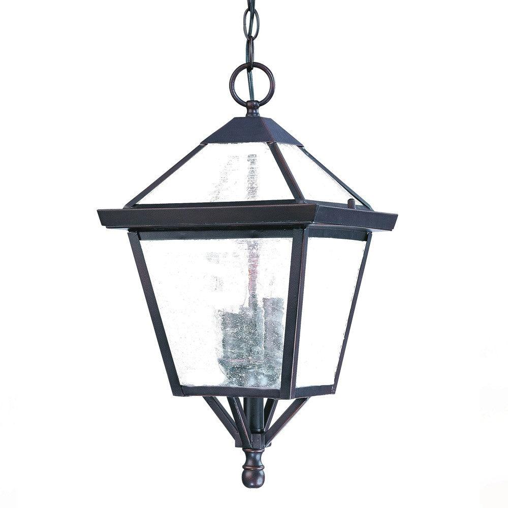 Three Light Bronze Glass Hanging Lantern Light - AFS