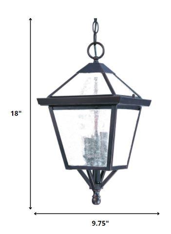 Three Light Bronze Glass Hanging Lantern Light - AFS