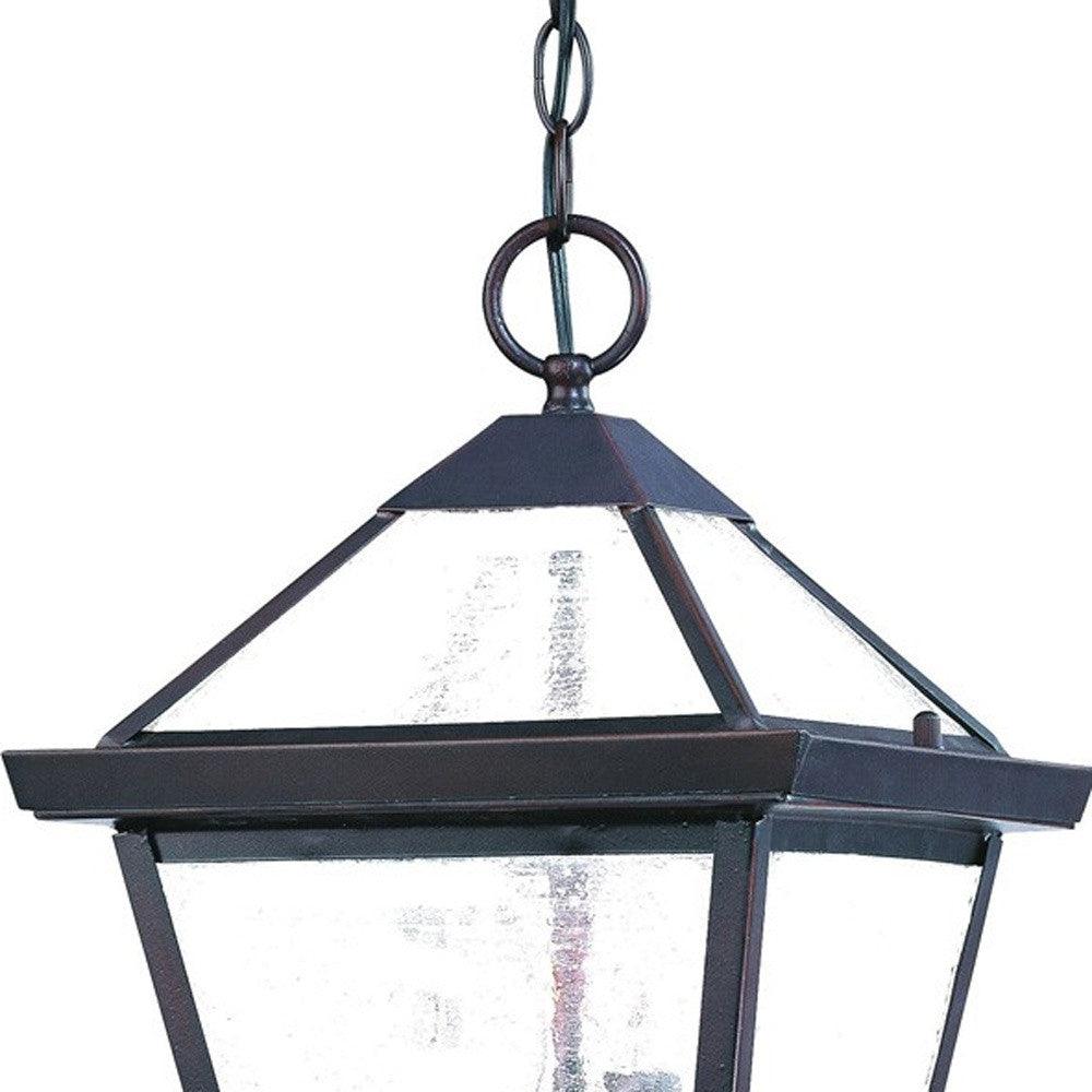 Three Light Bronze Glass Hanging Lantern Light - AFS