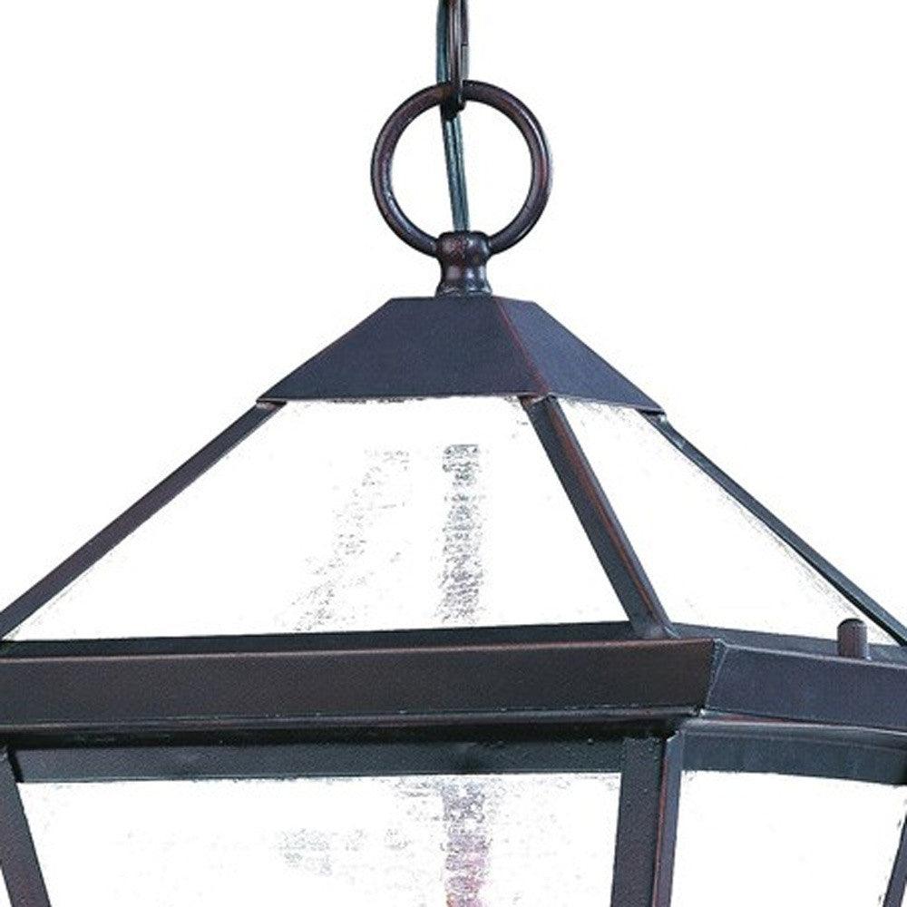 Three Light Bronze Glass Hanging Lantern Light - AFS