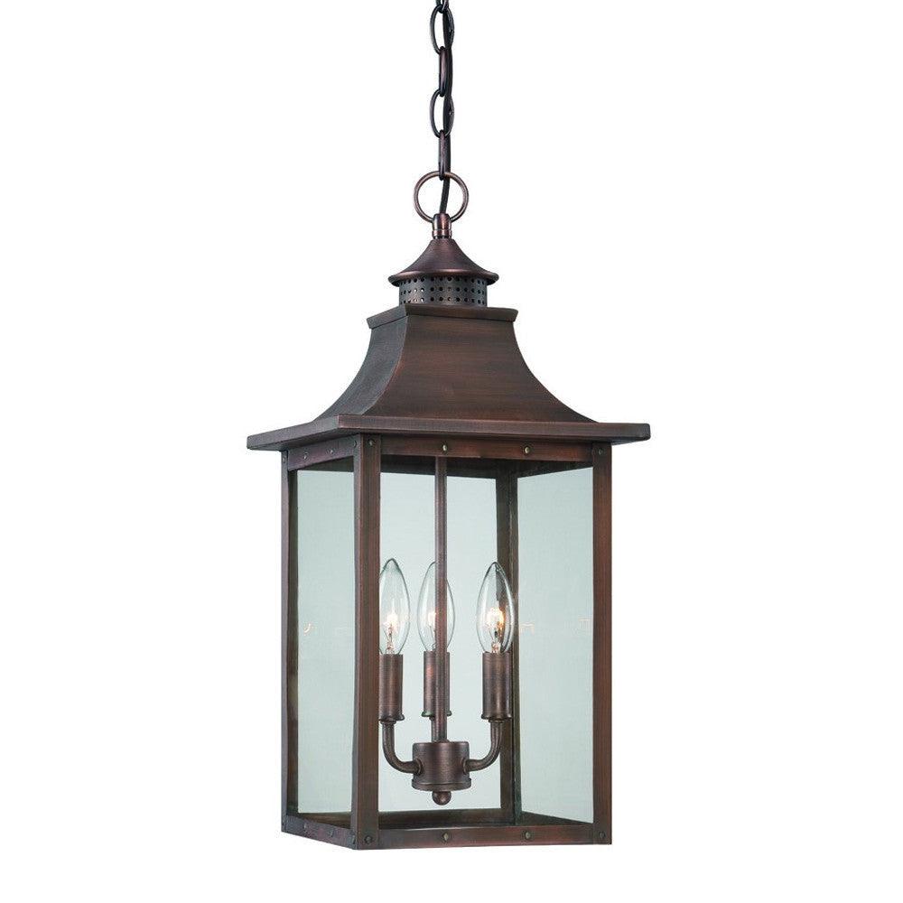 St. Charles 3-Light Acopper Patina Hanging Light - AFS