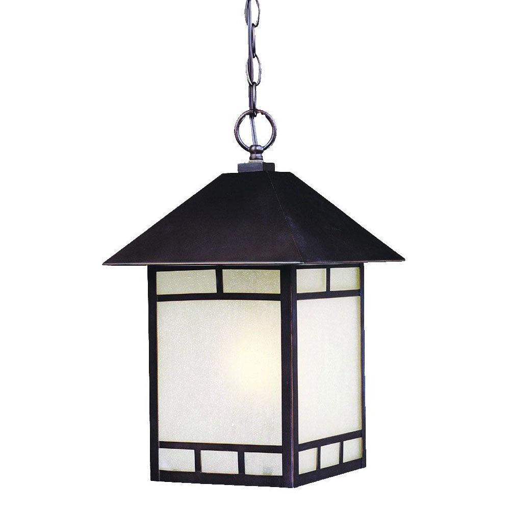 Antique Bronze Frosted Glass Hanging Lantern Light - AFS