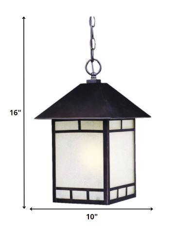 Antique Bronze Frosted Glass Hanging Lantern Light - AFS