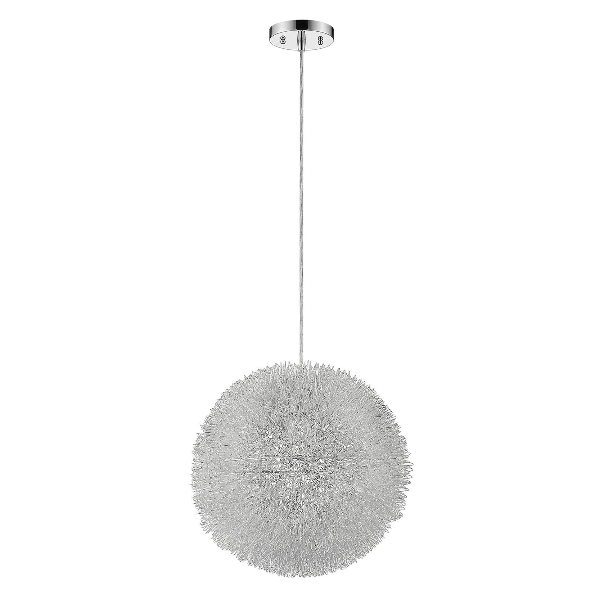 Luminary 1-Light Metallic Silver Pendant With Hand Woven Aluminum Wire Shade (12") - AFS