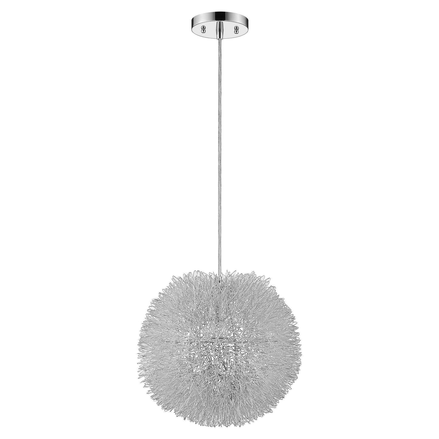 Luminary 1-Light Metallic Silver Pendant With Hand Woven Aluminum Wire Shade (15") - AFS