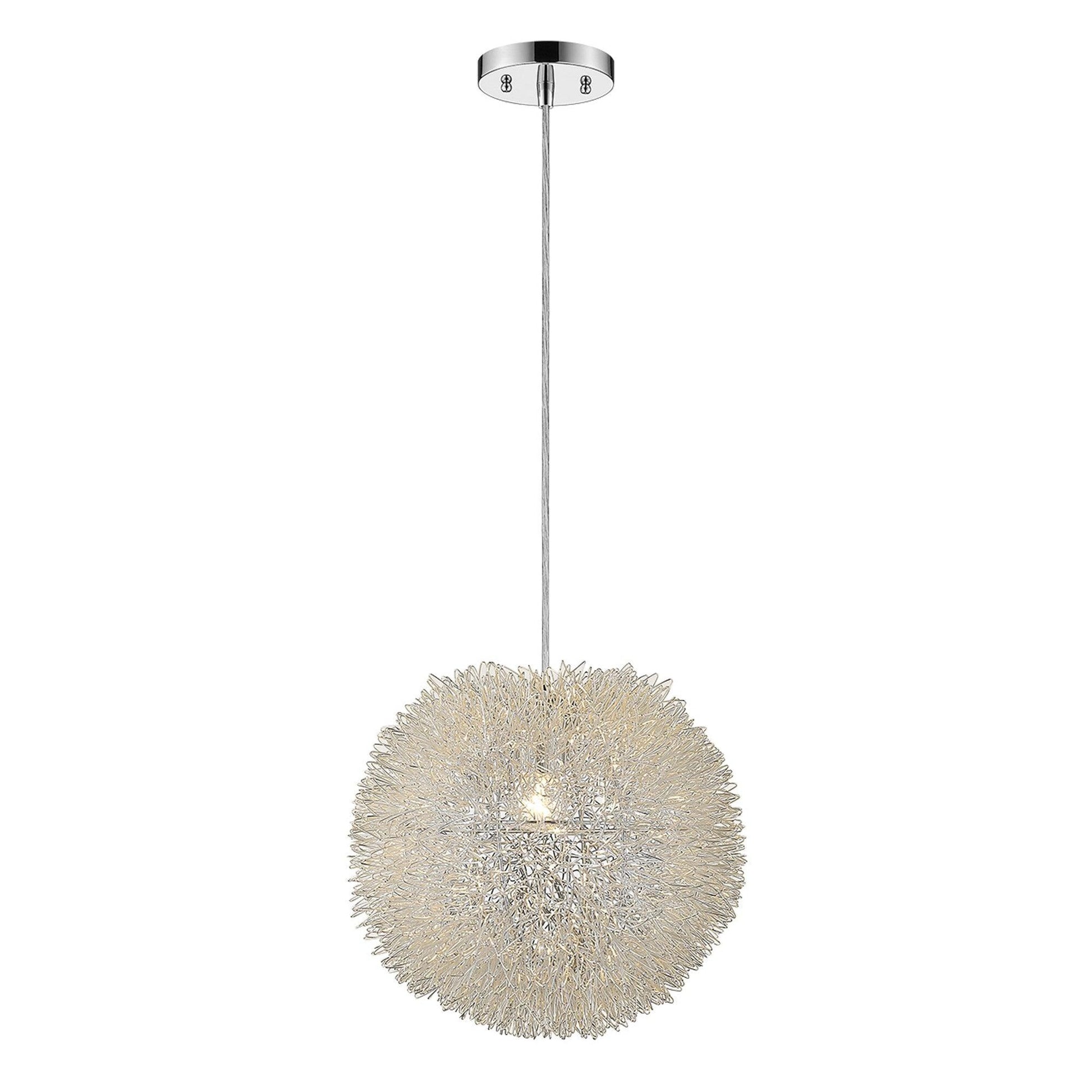 Luminary 1-Light Metallic Silver Pendant With Hand Woven Aluminum Wire Shade (15") - AFS