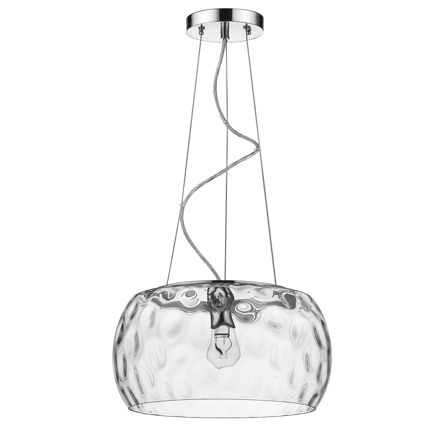 Mystere 1-Light Polished Chrome Pendant With Dimpled Glass Shade - AFS
