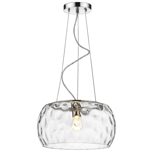 Mystere 1-Light Polished Chrome Pendant With Dimpled Glass Shade - AFS