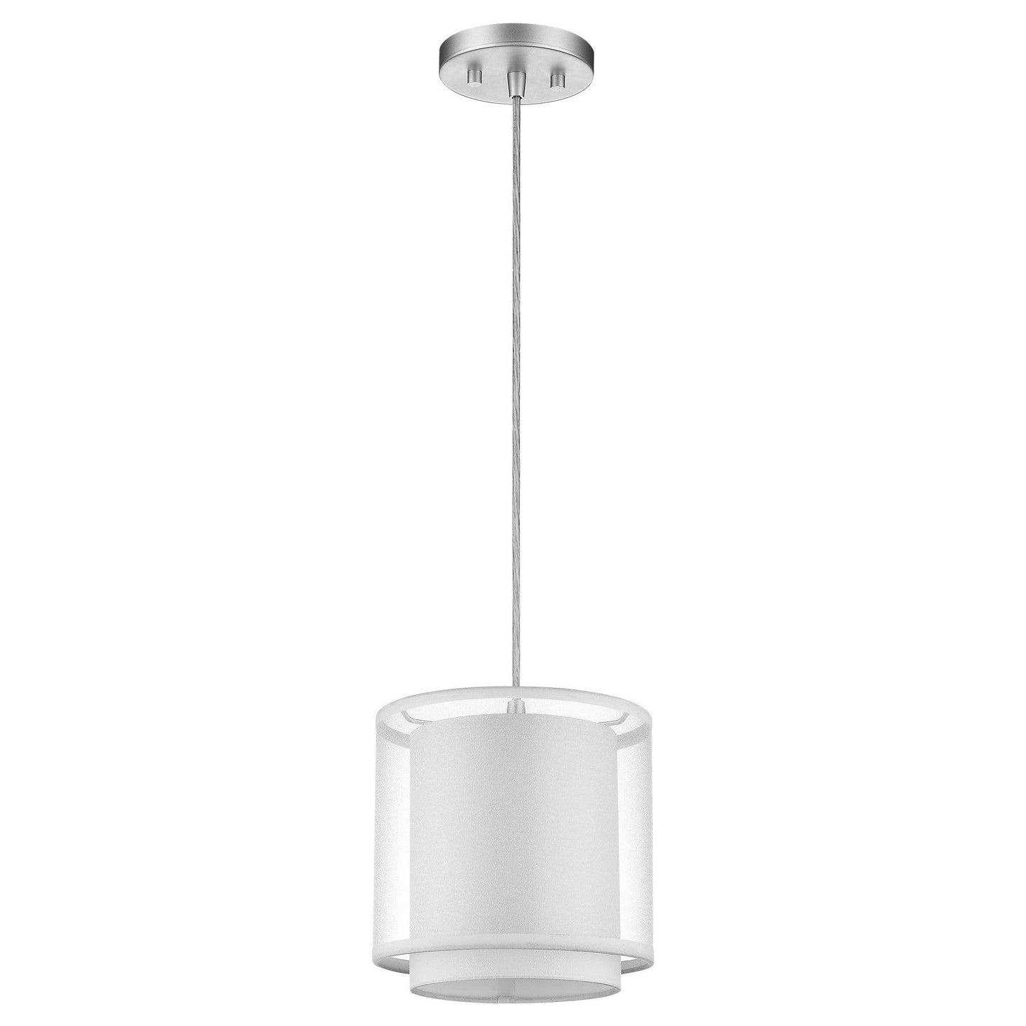 White Hanging Light with Fabric Shade - AFS