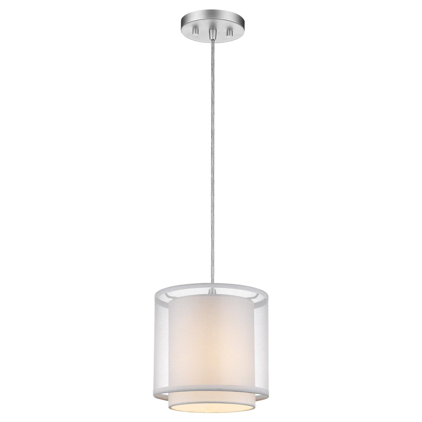 White Hanging Light with Fabric Shade - AFS