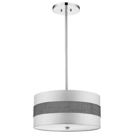 Harmony 3-Light Metallic Silver Pendant With Crystal Studded Platinum Sheen Shade - AFS