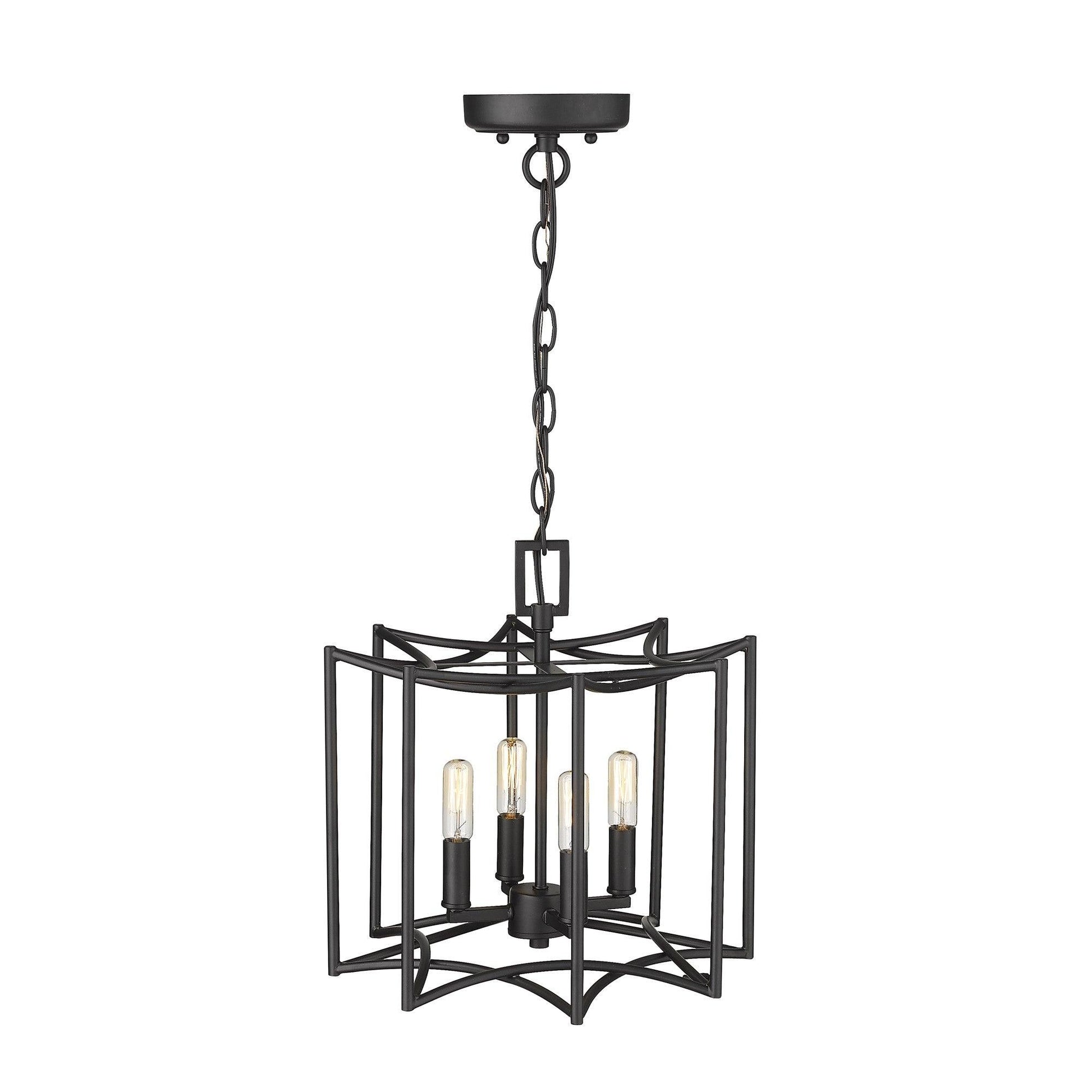 Rhian 4-Light Matte Black Pendant - AFS