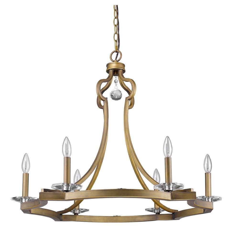 Peyton 6-Light Raw Brass Chandelier With Crystal Accents - AFS